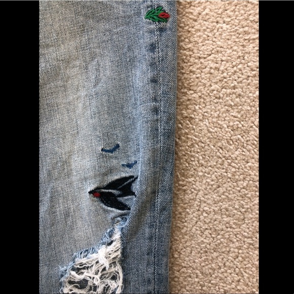 GAP best girlfriend floral and bird embroidered cropped ankle cigarette jeans 26 - Picture 5 of 8